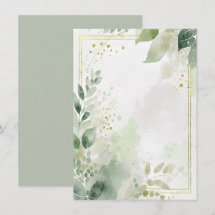 Aquarell Grün und goldene leere Hochzeit Einladung