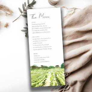 Aquarell-Grün-Weingut-Weinberg-Hochzeitsmenükarte Einladung