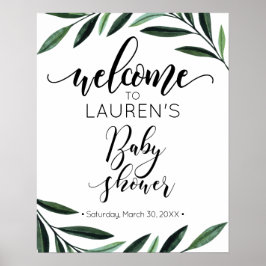 Aquarell Grüne Babydusche Begrüßungspult Poster
