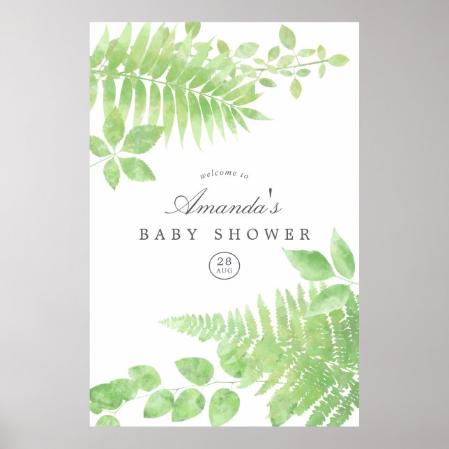 Aquarell Grüne Babydusche Willkommen Poster (Vorne)