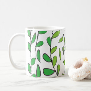 Aquarell Grüne Blätter Kaffeetasse