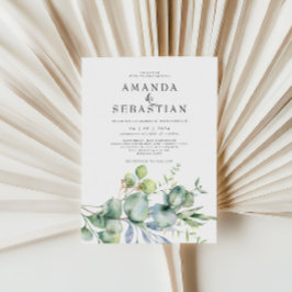 Aquarell Grüne Bouquet Winter Wedding Party Einladung