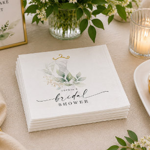 Aquarell Grüne Goldene Brautparty Napkins Serviette