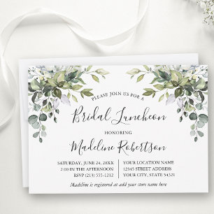 Aquarell Grüne Kalligrafie Bridal Luncheon Einladung