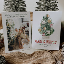 Aquarell Grüne Ornamente Baum Foto Weihnachten