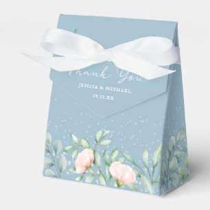 Aquarell Grüne Peach Rose Dusty Blue Wedding Geschenkschachtel