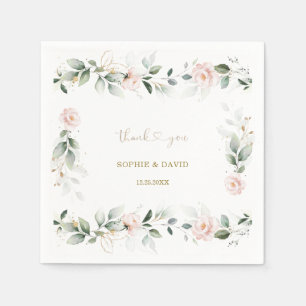 Aquarell Grüne Rosa Blumenzwiebeln Serviette