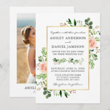Aquarell Grüne Rosen Foto Hochzeit Gold