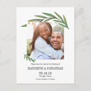 Aquarell Grüne Save the Date Foto Postkarte