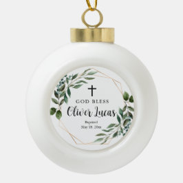 Aquarell Grüne Taufe Keramik Ball Ornament