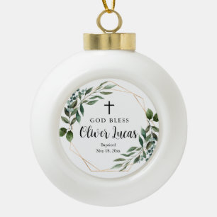 Aquarell Grüne Taufe Keramik Ball Ornament