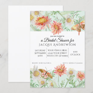 Aquarell Grünes Korallen Brautparty Einladung