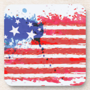 Aquarell-Grunge-amerikanische Flagge Getränkeuntersetzer