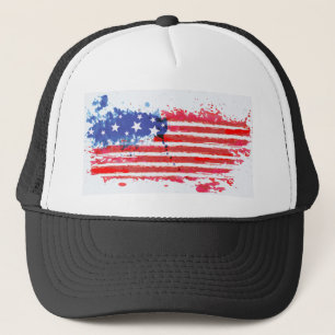 Aquarell-Grunge-amerikanische Flagge Truckerkappe