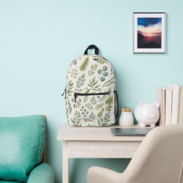 Aquarell-Grünmuster | Botanische Blätter Bedruckter Rucksack