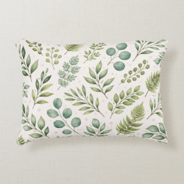 Aquarell-Grünmuster | Botanische Blätter Dekokissen