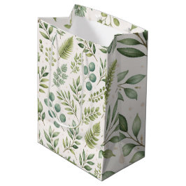 Aquarell-Grünmuster | Botanische Blätter Mittlere Geschenktüte