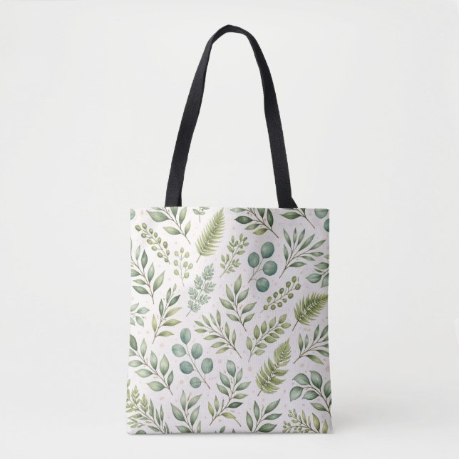 Aquarell-Grünmuster | Botanische Blätter Tasche (Vorderseite)