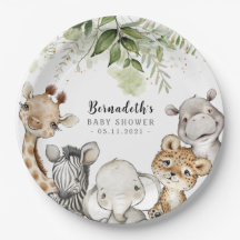 Aquarell Grünpflanzen Safari Tiere Kinderdusche