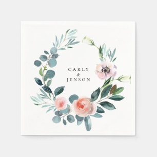 Aquarell-Grünzeug-Blumenkranz-Papier-Servietten Serviette