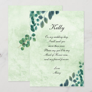 Aquarell Grünzeug Eukalyptus Blatt Maid Of Honor Einladung
