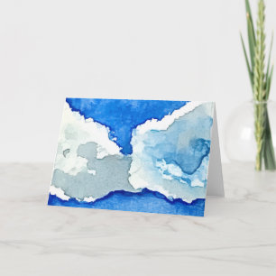 Aquarell-Grußkarte mit zwei Wolken Karte