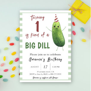 Aquarell-Gurke Big Dill Erster Geburtstag  Einladung