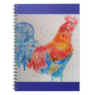 Aquarell-Hahn-Huhn-Kinder-Jungen-Notizbuch Notizblock