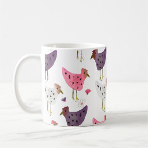 Aquarell-Hahn Pink Purple Blumenmuster   Kaffeetasse
