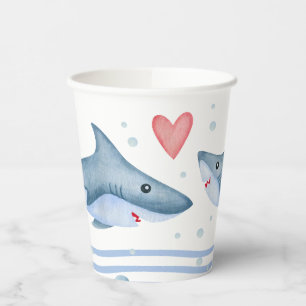 Aquarell Hai Babydusche Papiertüten Pappbecher