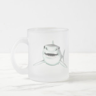 Aquarell-Hai lächelnd grauer grüner Ozean-Tier Mattglastasse