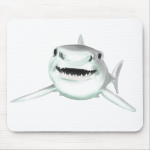 Aquarell-Hai lächelnd grauer grüner Ozean-Tier  Mousepad