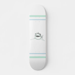 Aquarell-Hai lächelnd grauer grüner Ozean-Tier Skateboard