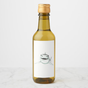 Aquarell-Hai lächelnd grauer grüner Ozean-Tier Weinetikett