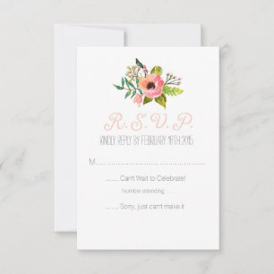 Aquarell handgemalte Blumen-RSVP-Karte RSVP Karte