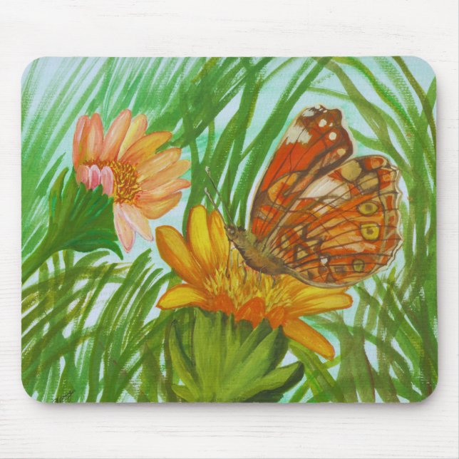 Aquarell – Handgemalte Botanische Blumenkunst Mousepad (Vorne)
