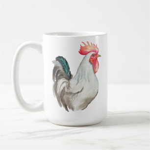 Aquarell-Handzeichnung eines Hahns Kaffeetasse