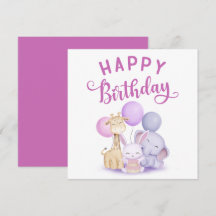 Aquarell Happy Birthday Niedlich Baby Party Tiere