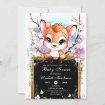 Aquarell Happy Deer Baby Dusche