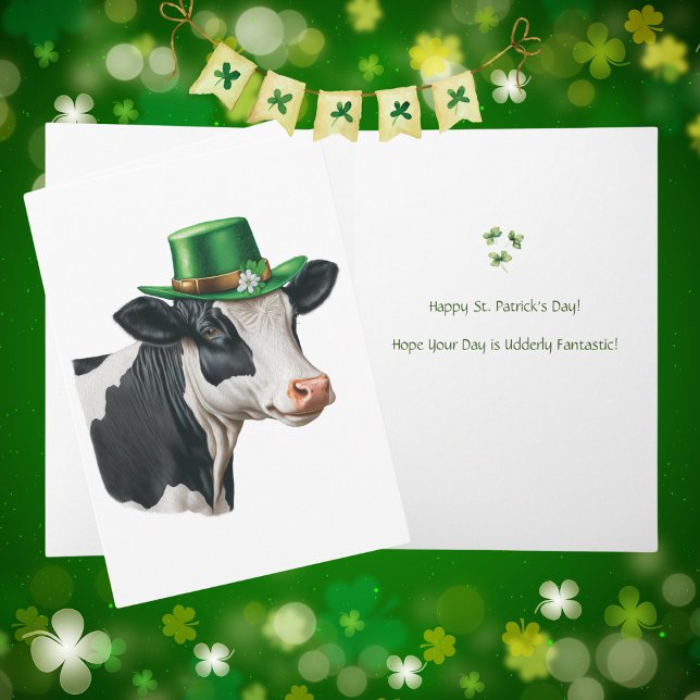 Aquarell Happy St. Patrick's Day Funny Cow Karte (Von Creator hochgeladen)