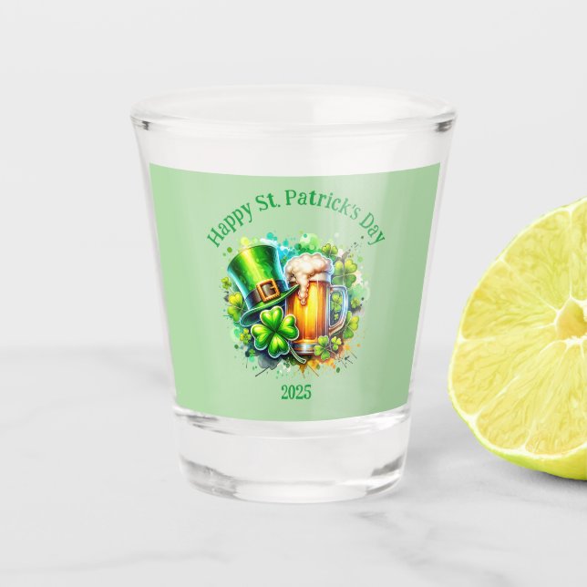 Aquarell Happy St. Patrick's Day Party Accessoire Schnapsglas (Vorderseite)