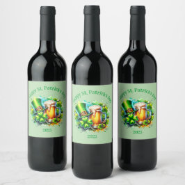Aquarell Happy St. Patrick's Day Party Accessoire Weinetikett