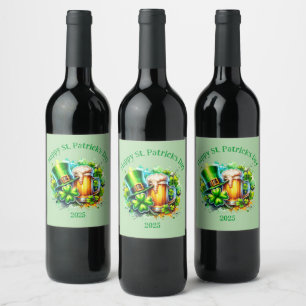 Aquarell Happy St. Patrick's Day Party Accessoire Weinetikett