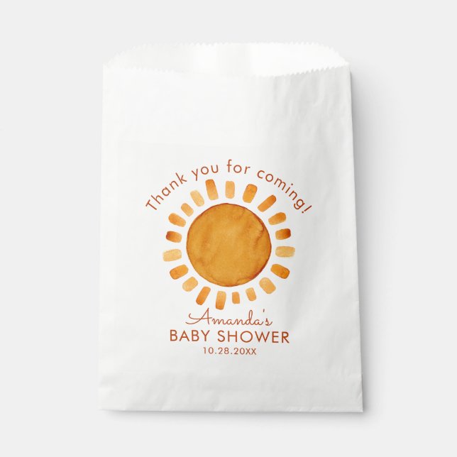 Aquarell Happy Yellow Sun Danke Baby Dusche Geschenktütchen (Vorderseite)