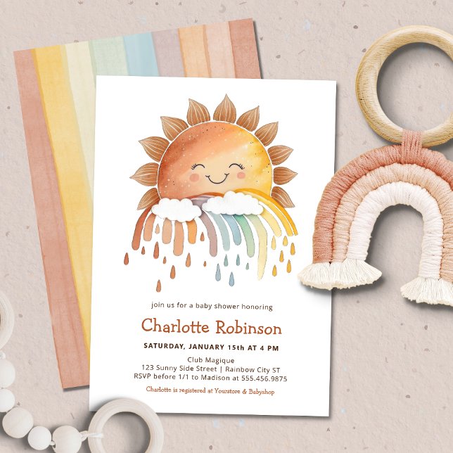Aquarell Happy Yellow Sunshine Baby Dusche Einladung (Von Creator hochgeladen)