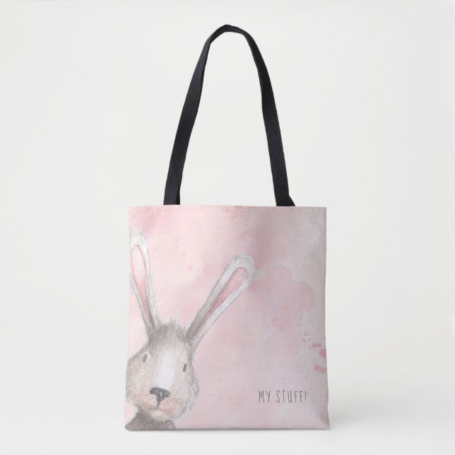 Aquarell-Häschen meine Materialgewohnheit Tasche (Vorderseite)