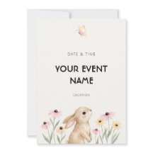 Aquarell-Häschen Rosa Wildblumen-Blüten