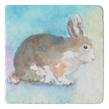 Aquarell-Häschen Trivet