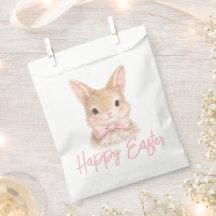 Aquarell-Hase mit rosa Schleife| Süßer Osterhase