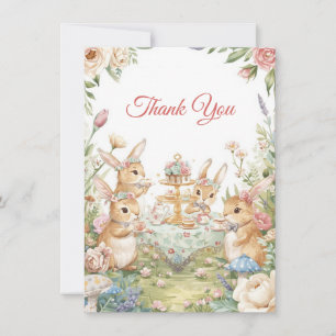 Aquarell-Hasen-Garten-Teeparty-Dankeskarten Dankeskarte